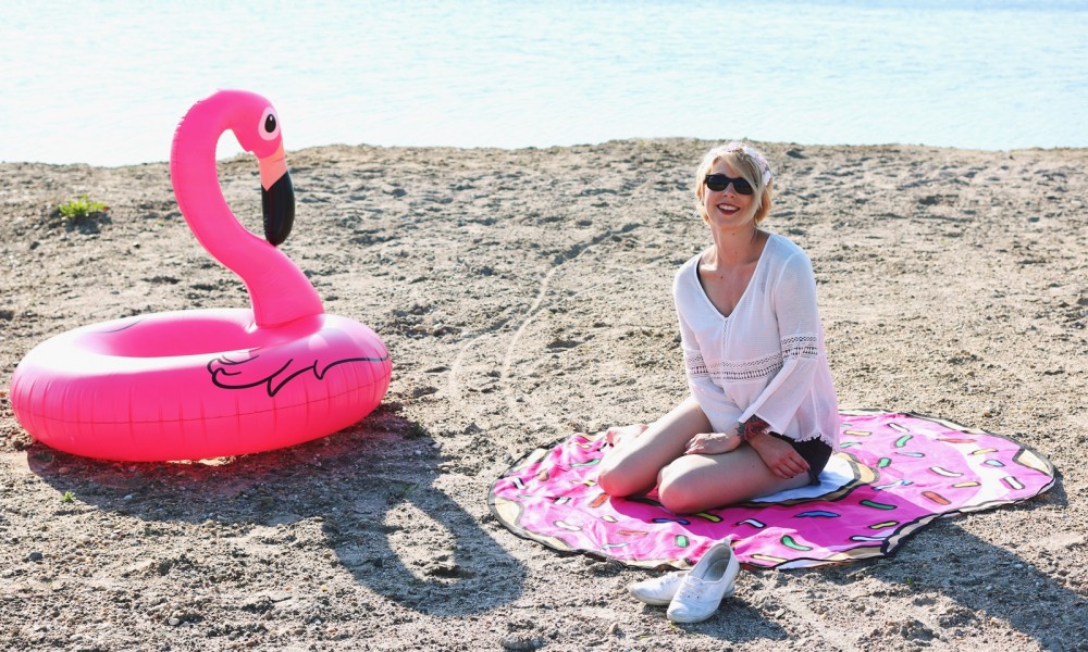Flamingoschwimmring Donutstrandtuch Accessoires See Strand Radbag (5)